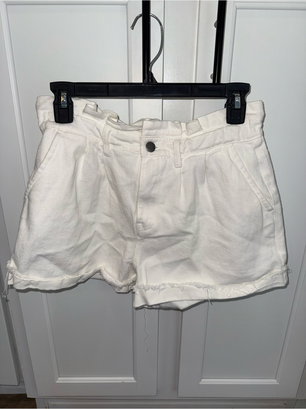 White high-waisted shorts